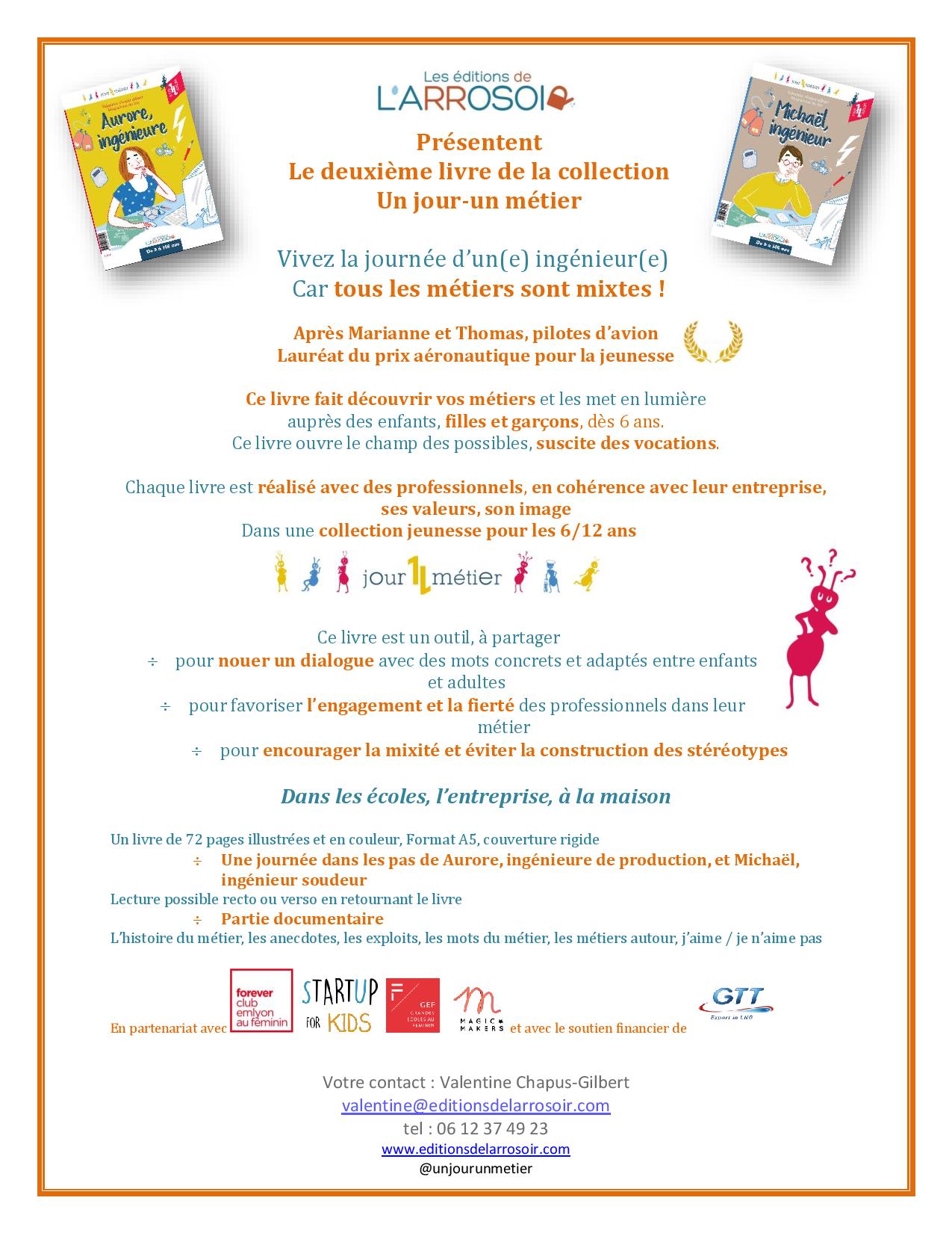 Communiqué de presse livre pour enfant sur le métier d'ingénieure et d'ingénieure 1/2 CP métier d'ingénieur et d'ingénieure 1/2
